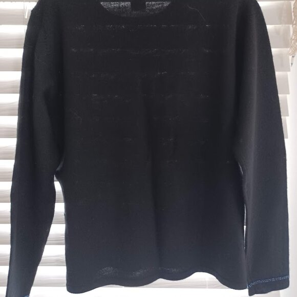 Talbots Women’s Medium 100% Wool Sweater Black Beaded Plaid Hong Kong Vintage - Picture 7 of 7